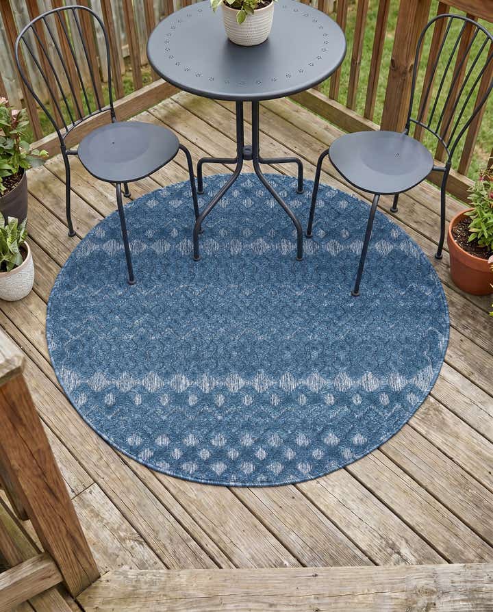 4' x 4' Easy-Clean Trellis Textured Indoor / Outdoor Round Rug