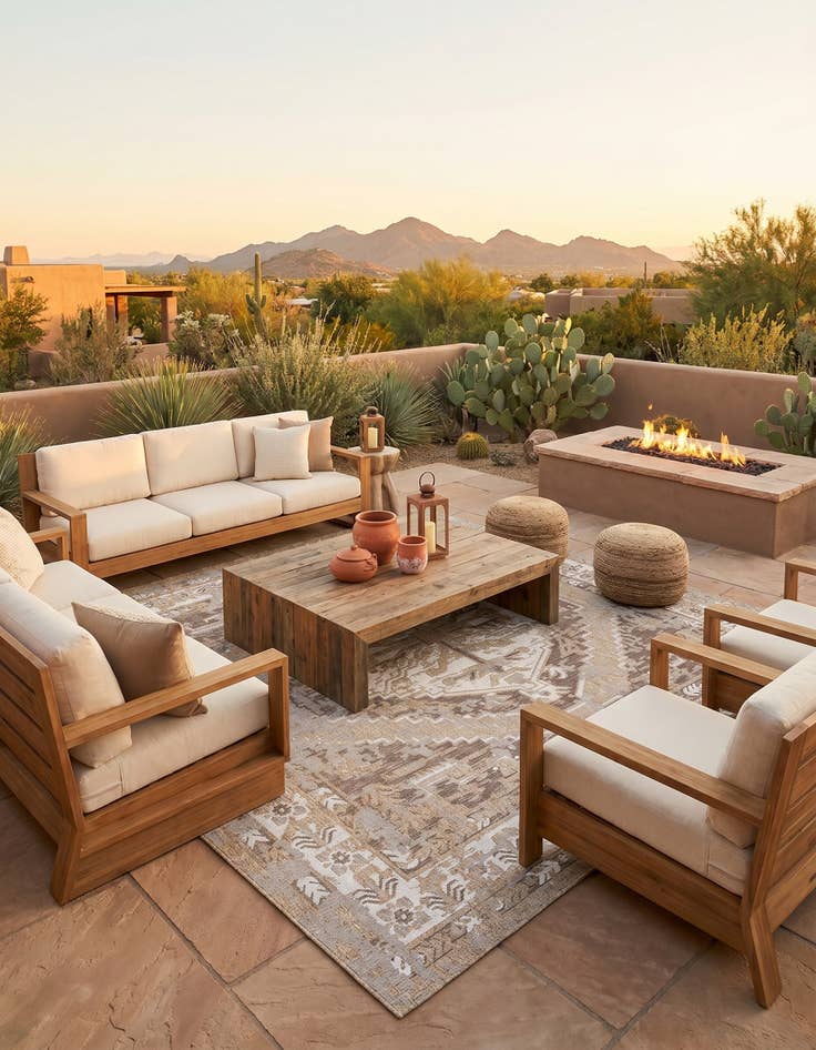 Detail image of 13' x 13' Easy-Clean Traditional Indoor / Outdoor Square Rug