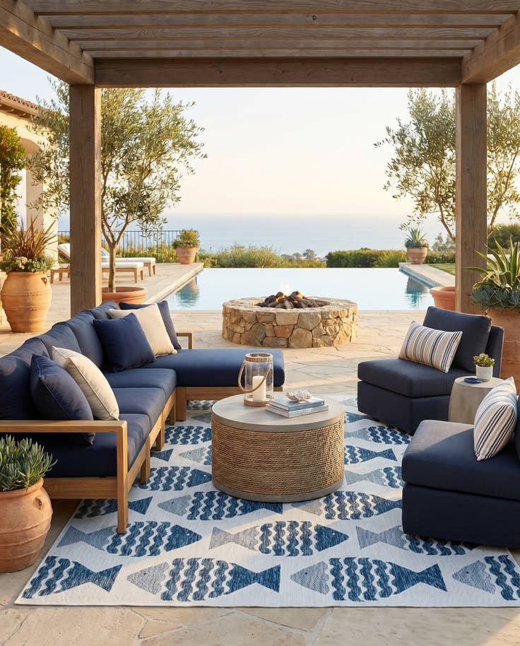 Detail image of 7' x 10' Easy-Clean Coastal Indoor / Outdoor Rug