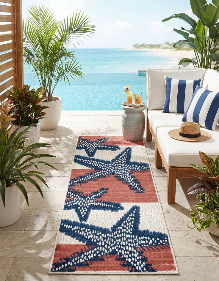 Detail image of 2' x 6' Easy-Clean Belize Indoor / Outdoor Runner Rug