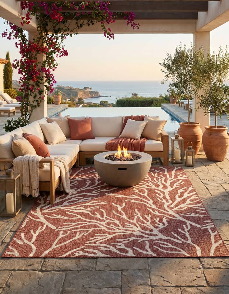 Detail image of 5' 3 x 7' Easy-Clean Coastal Indoor / Outdoor Rug
