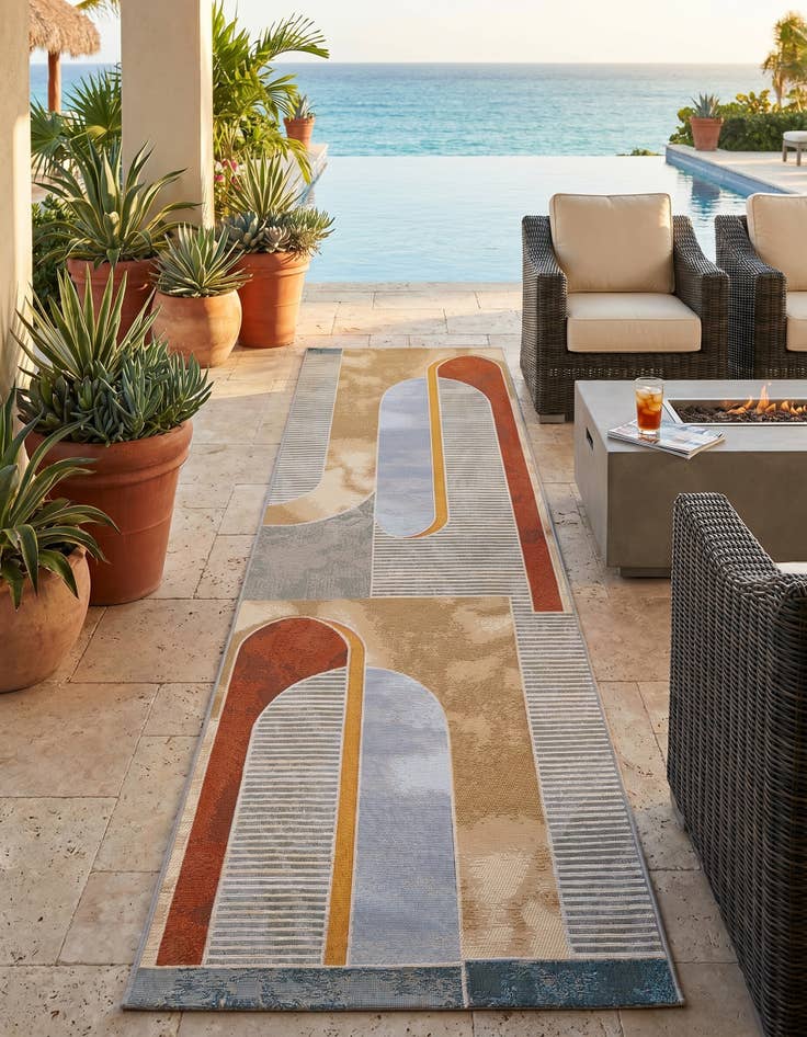 Detail image of 2' 7 x 10' Easy-Clean Modern Indoor / Outdoor Runner Rug