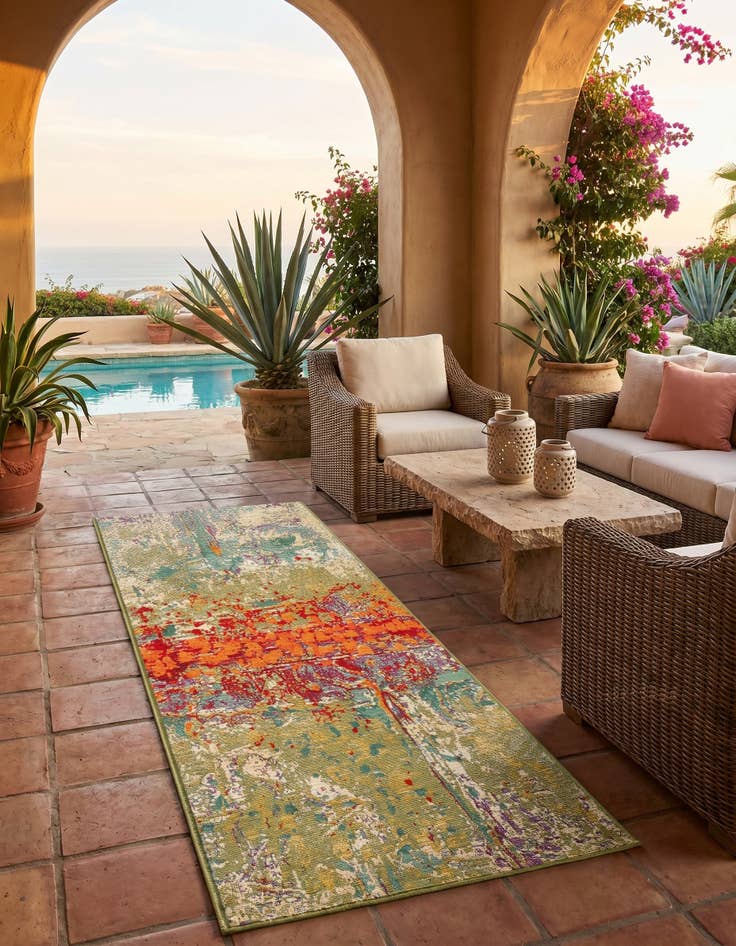 Detail image of 2' x 5' Easy-Clean Modern Indoor / Outdoor Runner Rug