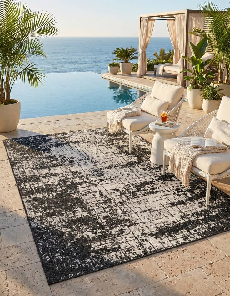 Detail image of 5' 3 x 8' Easy-Clean Modern Indoor / Outdoor Rug
