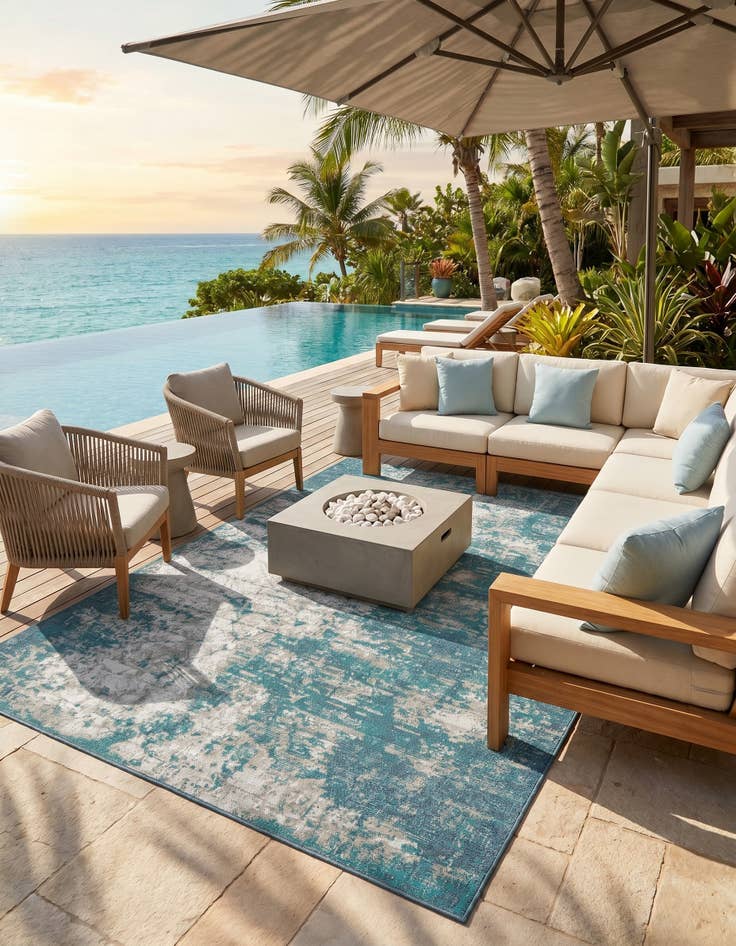 Detail image of 7' 10 x 10' Easy-Clean Coastal Indoor / Outdoor Rug