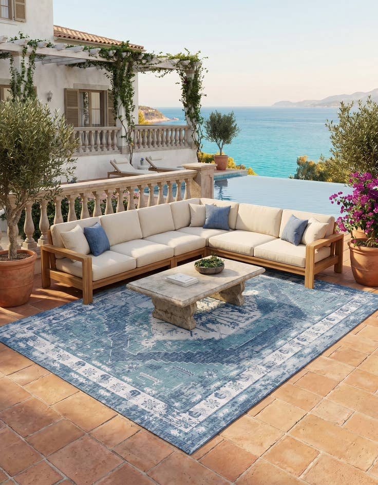 Detail image of 10' x 14' Easy-Clean Traditional Indoor / Outdoor Rug