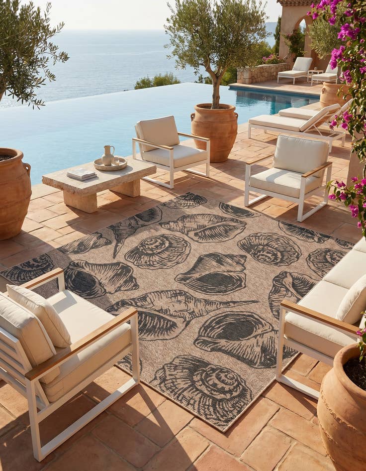 Detail image of 7' 10 x 7' 10 Easy-Clean Coastal Indoor / Outdoor Square Rug