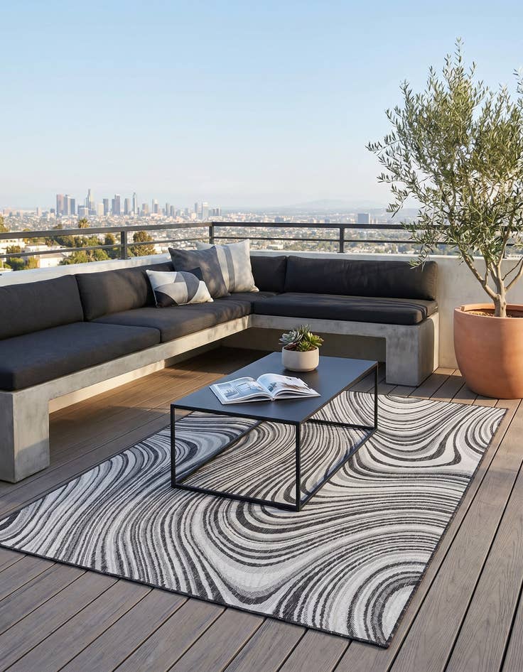 Detail image of 5' 3 x 8' Easy-Clean Modern Indoor / Outdoor Rug