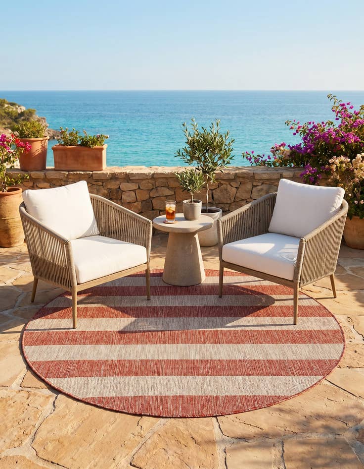 Detail image of 5' 3 x 5' 3 Easy-Clean Ribbon Indoor / Outdoor Round Rug