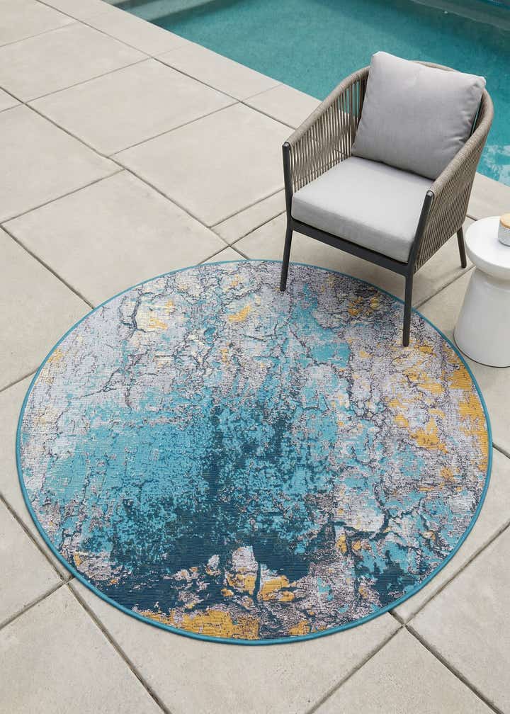 4' x 4' Easy-Clean Modern Indoor / Outdoor Round Rug