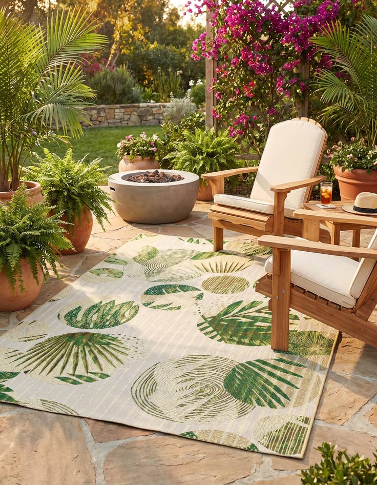 Detail image of 5' x 7' Easy-Clean Botanical Indoor / Outdoor Rug