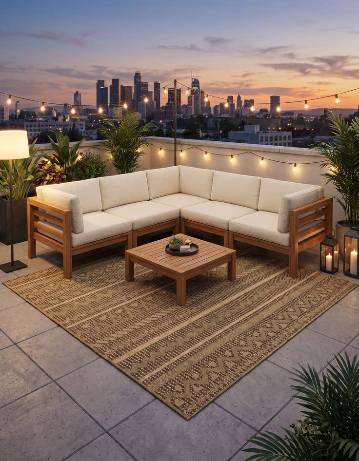 Detail image of 6' x 6' Easy-Clean Modern Indoor / Outdoor Square Rug