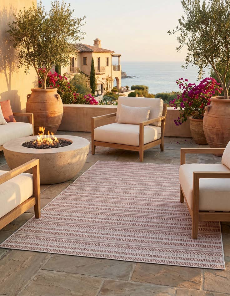 Detail image of 5' 3 x 8' Easy-Clean Striped Indoor / Outdoor Rug