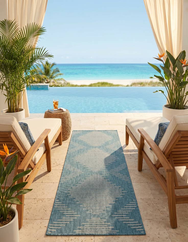 Detail image of 2' x 6' Easy-Clean Modern Indoor / Outdoor Runner Rug