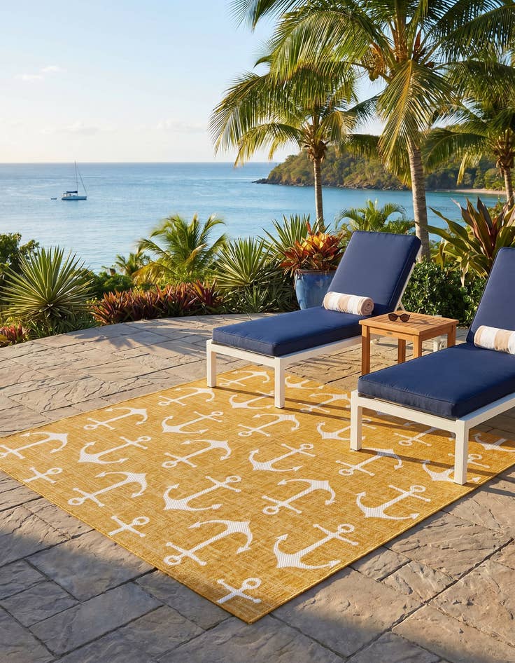 Detail image of 7' 10 x 7' 10 Easy-Clean Coastal Indoor / Outdoor Square Rug