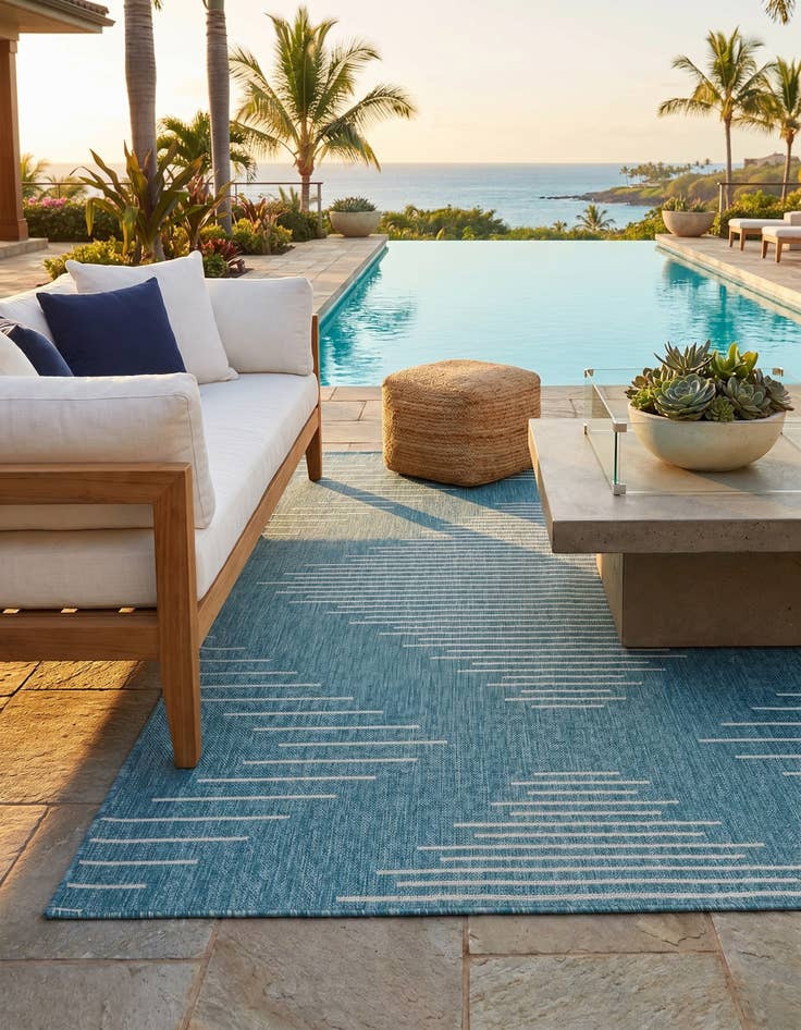 Detail image of 5' 3 x 8' Easy-Clean Modern Indoor / Outdoor Rug