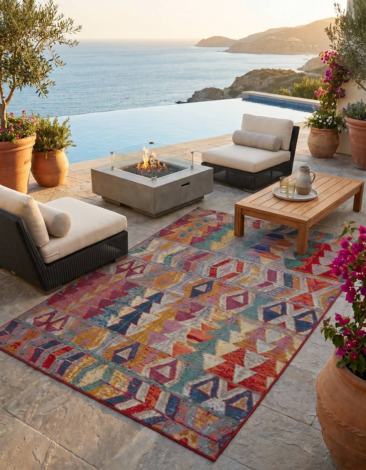 Detail image of 6' x 9' Easy-Clean Modern Indoor / Outdoor Rug