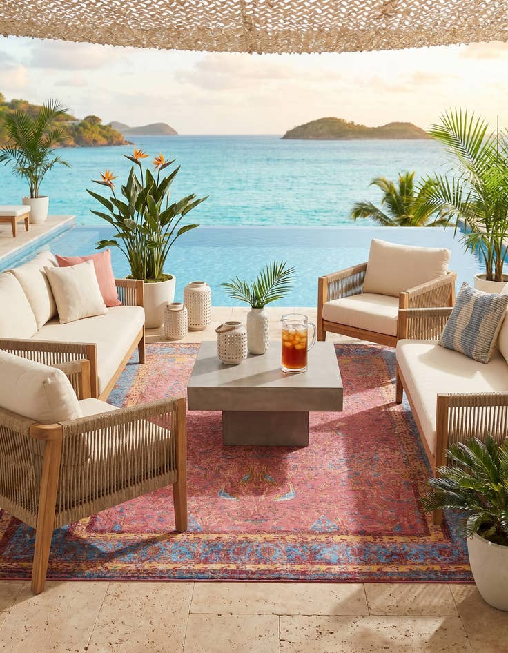 Detail image of 5' 3 x 8' Easy-Clean Traditional Indoor / Outdoor Rug