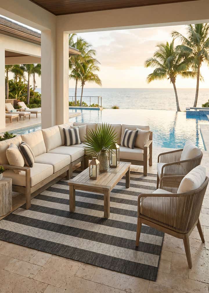 7' 10 x 11' Easy-Clean Ribbon Indoor / Outdoor Rug