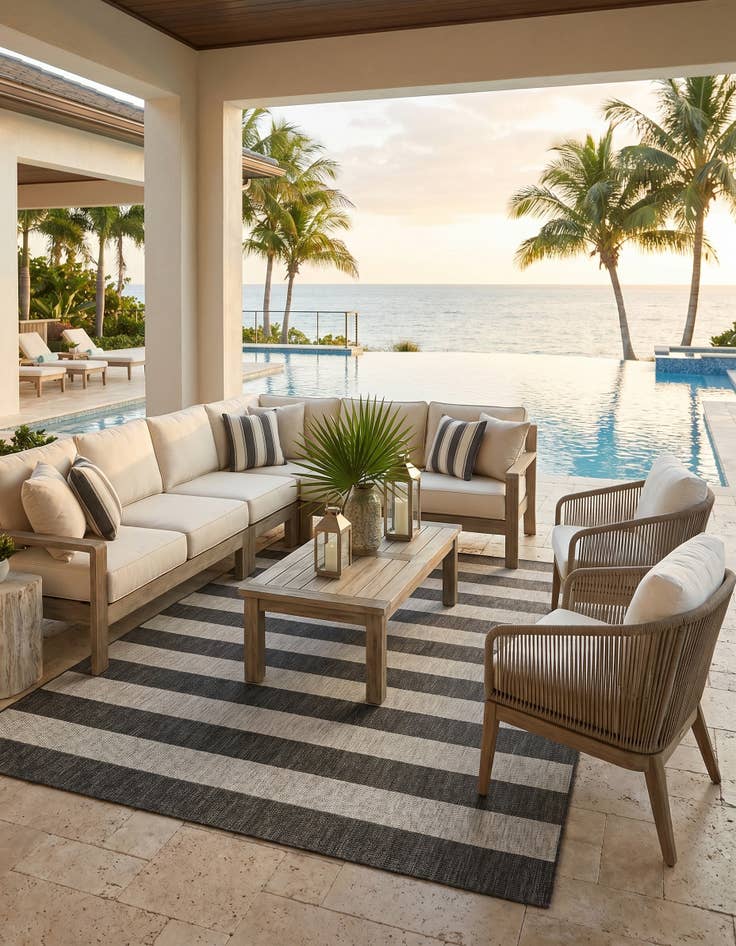 Detail image of 7' 10 x 11' Easy-Clean Ribbon Indoor / Outdoor Rug