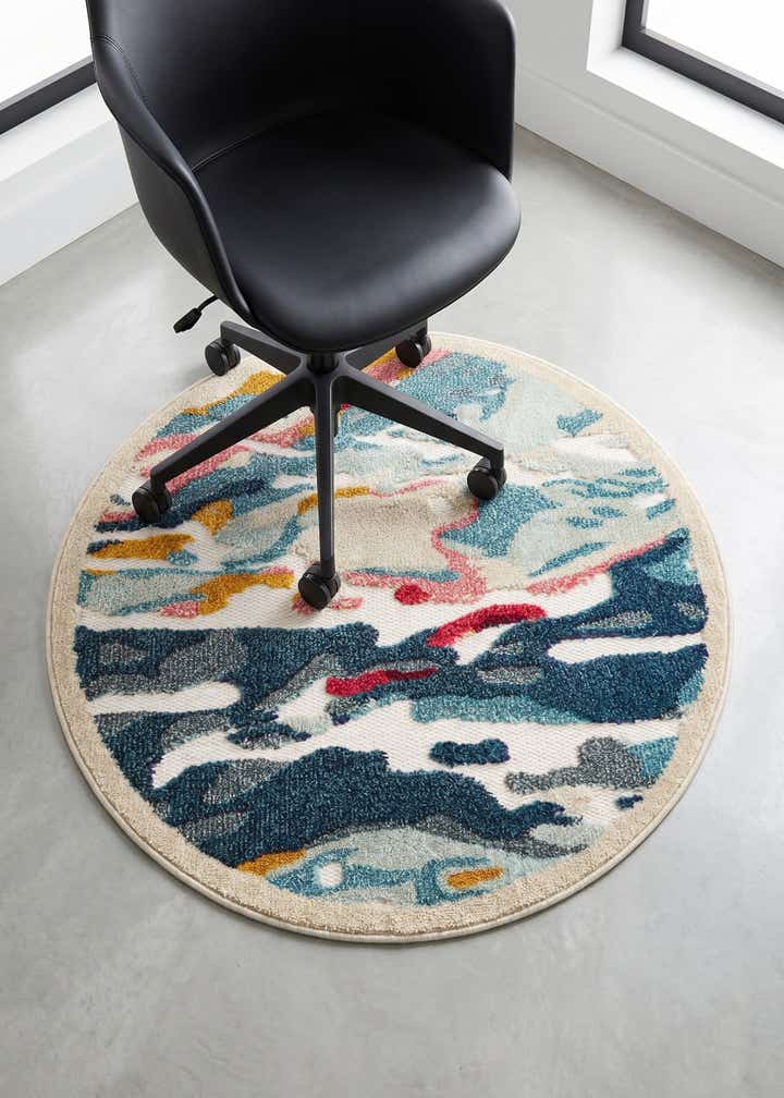 3' x 3' Easy-Clean Casablanca Indoor / Outdoor Round Rug