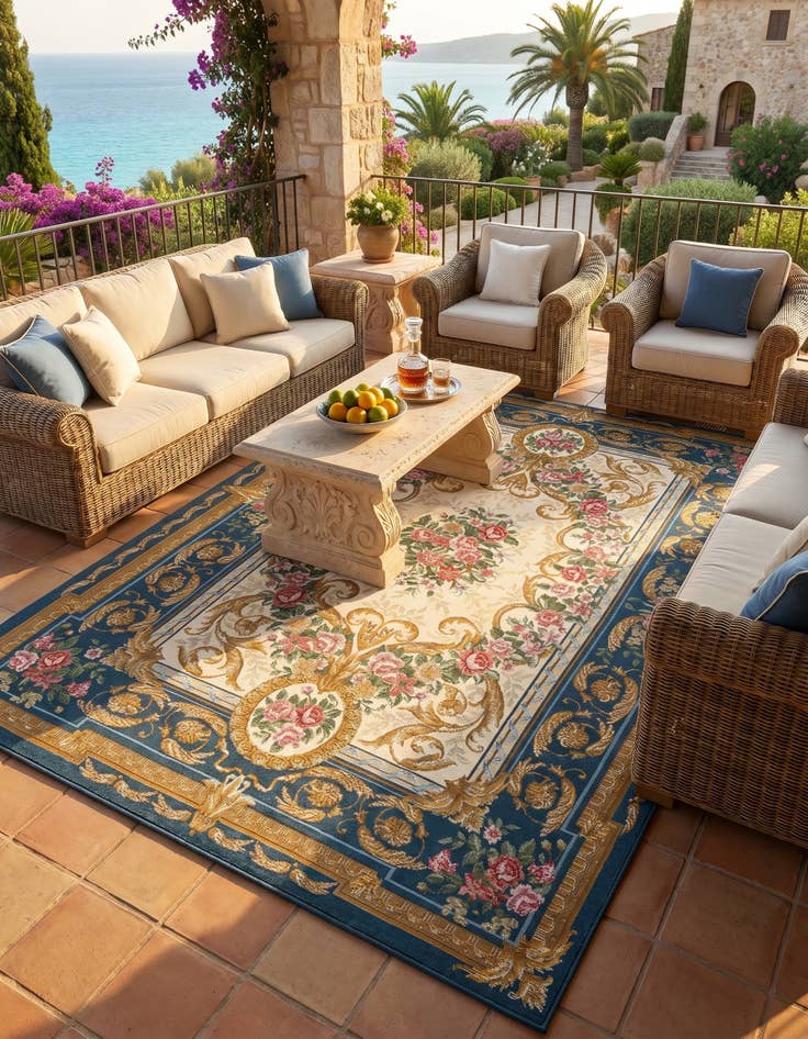 Detail image of 5' x 8' Easy-Clean Traditional Indoor / Outdoor Rug