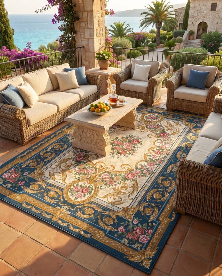 Detail image of 5' x 8' Easy-Clean Traditional Indoor / Outdoor Rug