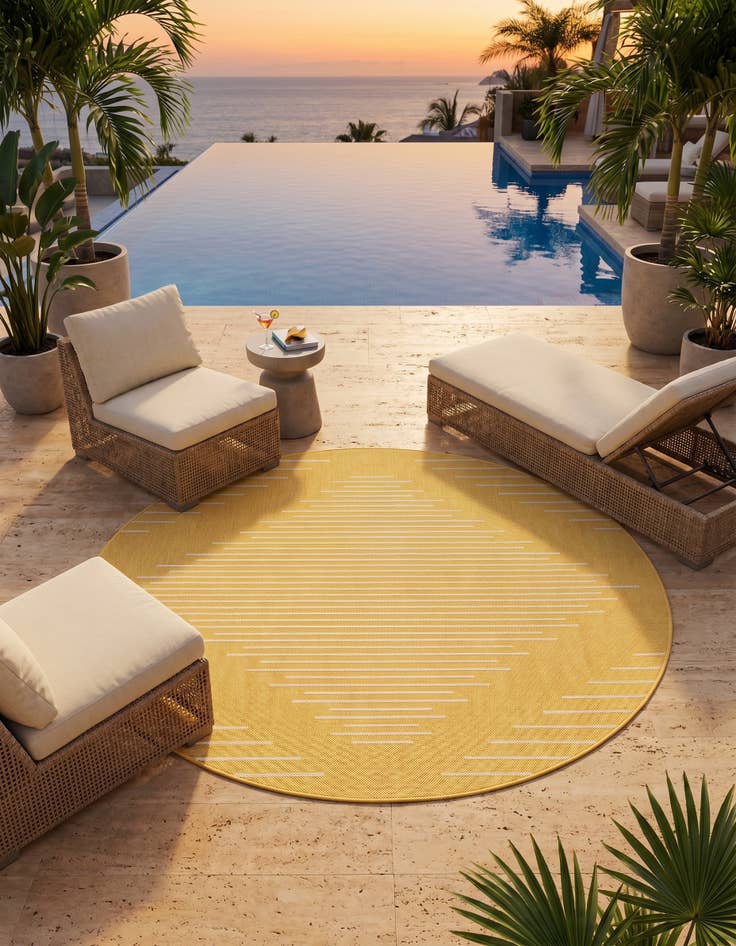Detail image of 6' x 6' Easy-Clean Modern Indoor / Outdoor Round Rug