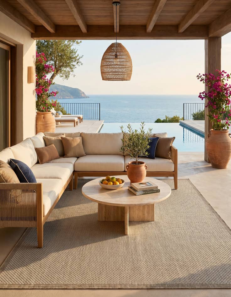 Detail image of 7' 10 x 10' Easy-Clean Border Indoor / Outdoor Rug