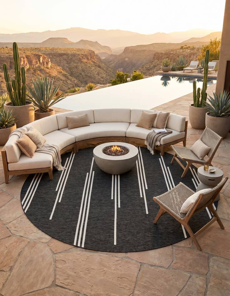 Detail image of 13' x 13' Easy-Clean Modern Indoor / Outdoor Round Rug