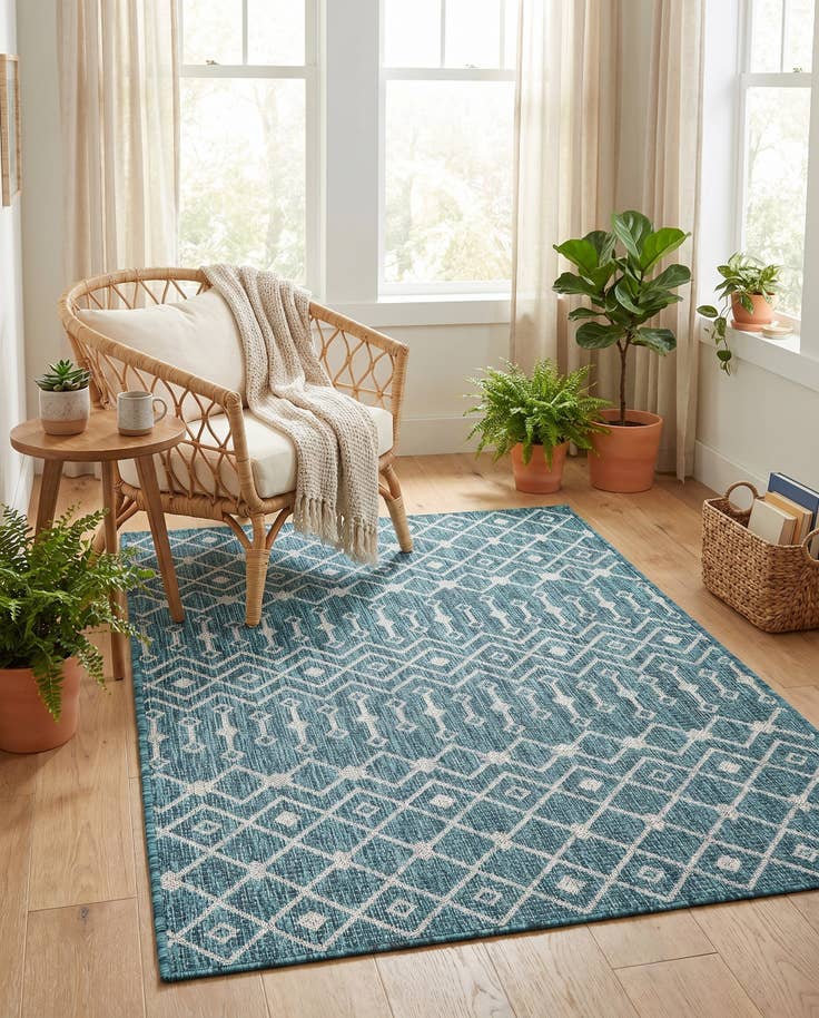 Detail image of 3' x 5' 3 Easy-Clean Lattice Indoor / Outdoor Rug