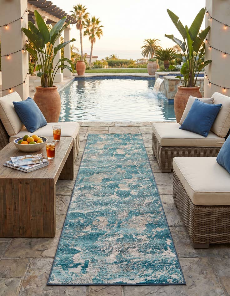 Detail image of 2' 7 x 10' Easy-Clean Modern Indoor / Outdoor Runner Rug