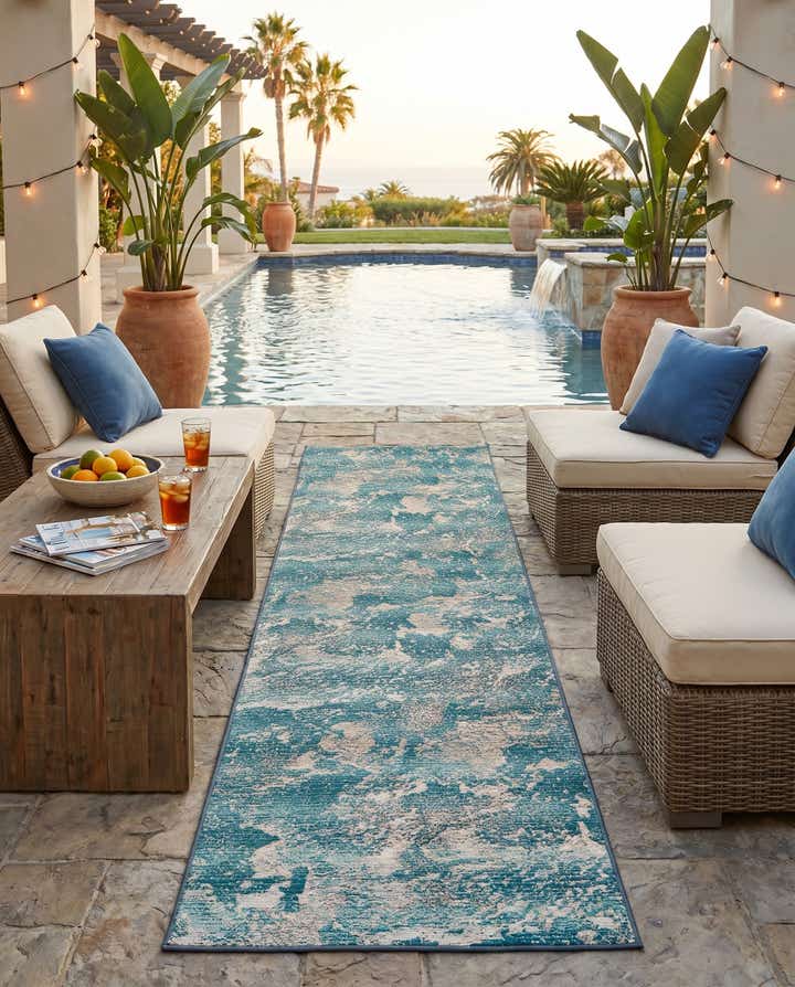2' 7 x 10' Easy-Clean Modern Indoor / Outdoor Runner Rug