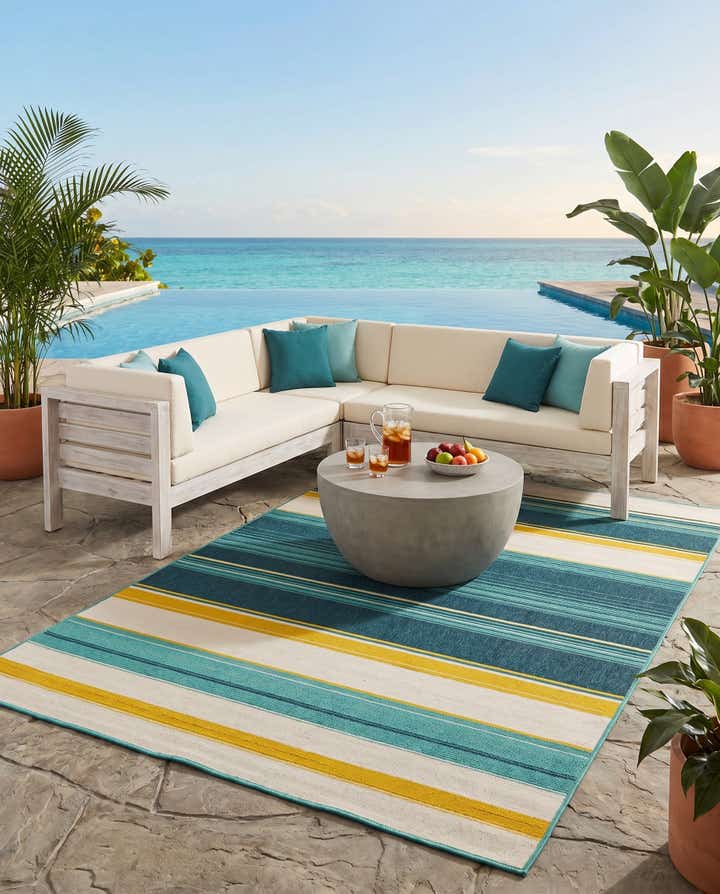 5' x 8' Easy-Clean Border Indoor / Outdoor Rug