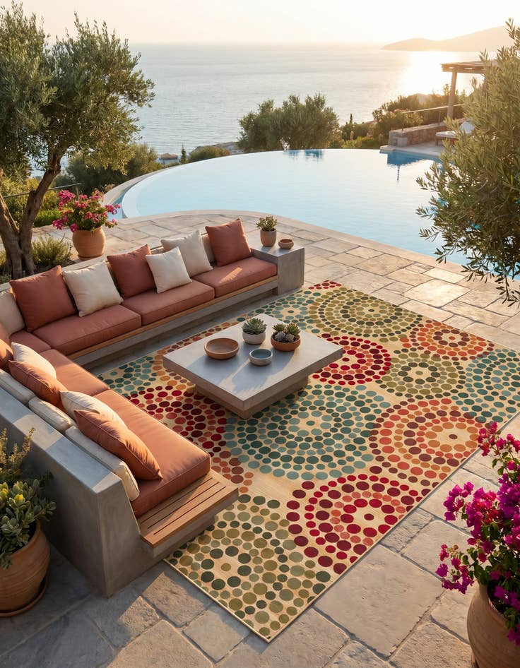 Detail image of 10' x 13' Easy-Clean Modern Indoor / Outdoor Rug