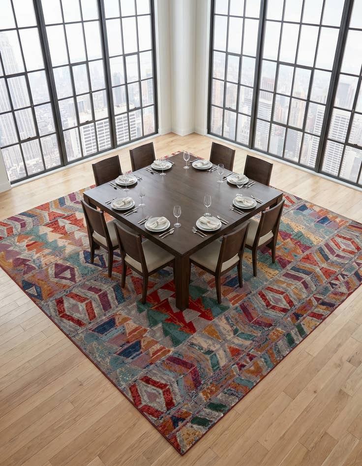 Detail image of 12' x 12' Easy-Clean Modern Indoor / Outdoor Square Rug