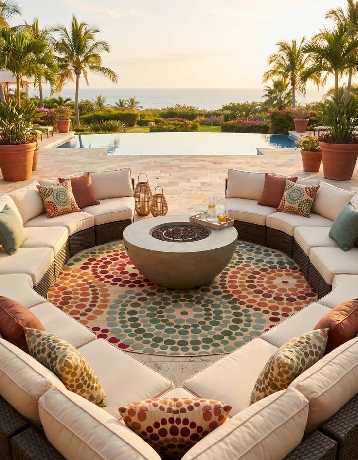 Detail image of 8' x 8' Easy-Clean Modern Indoor / Outdoor Round Rug