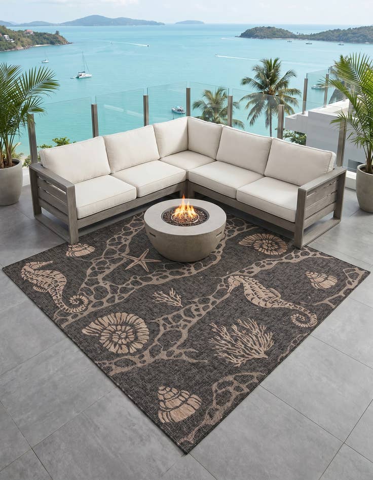 Detail image of 7' 10 x 7' 10 Easy-Clean Coastal Indoor / Outdoor Square Rug