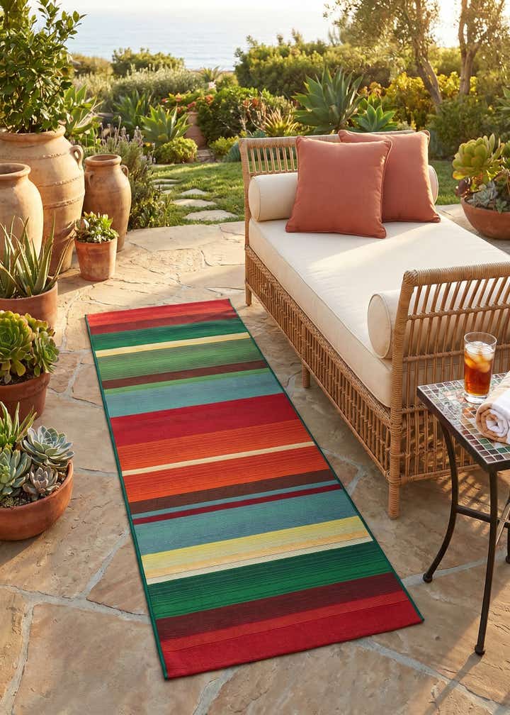 2' 7 x 7' Easy-Clean Modern Indoor / Outdoor Runner Rug