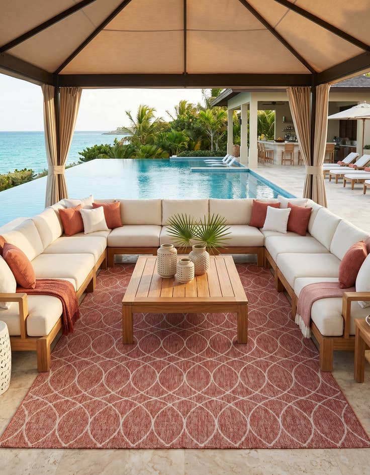 Detail image of 9' x 12' Easy-Clean Trellis Indoor / Outdoor Rug