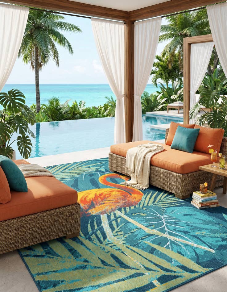 Detail image of 9' x 12' Easy-Clean Coastal Indoor / Outdoor Rug