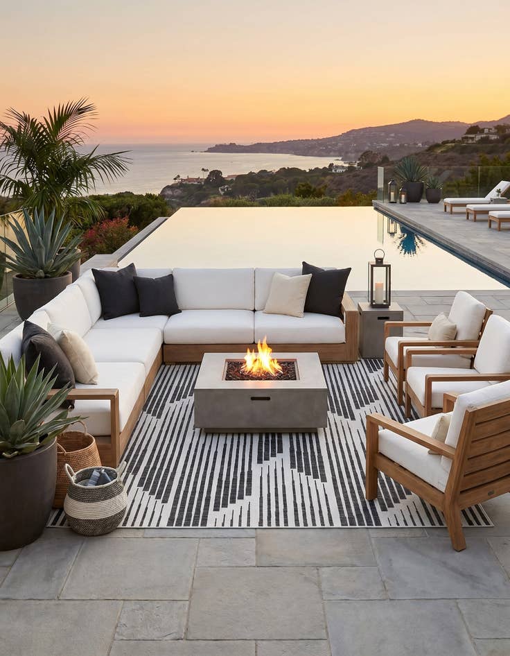 Detail image of 9' x 12' Easy-Clean Modern Indoor / Outdoor Rug