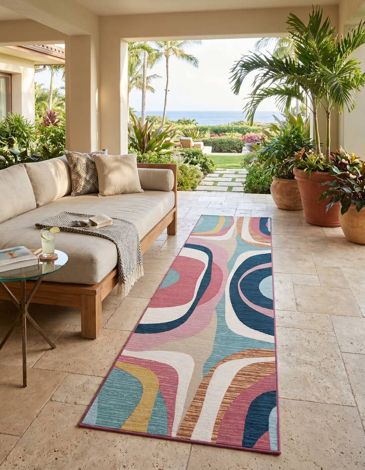 Detail image of 2' 7 x 10' Easy-Clean Modern Indoor / Outdoor Runner Rug
