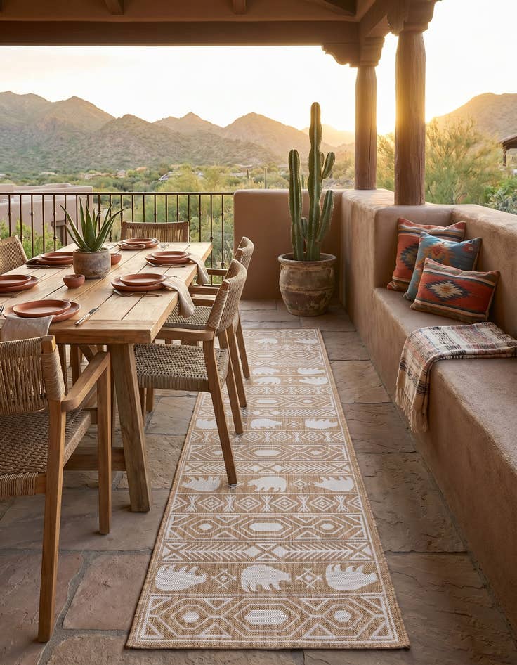 Detail image of 2' 7 x 12' Easy-Clean Southwestern Indoor / Outdoor Runner Rug