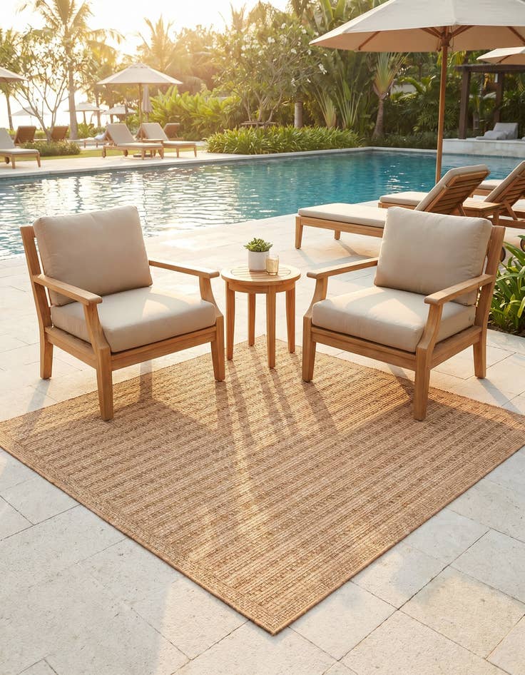 Detail image of 6' x 6' Easy-Clean Border Indoor / Outdoor Square Rug