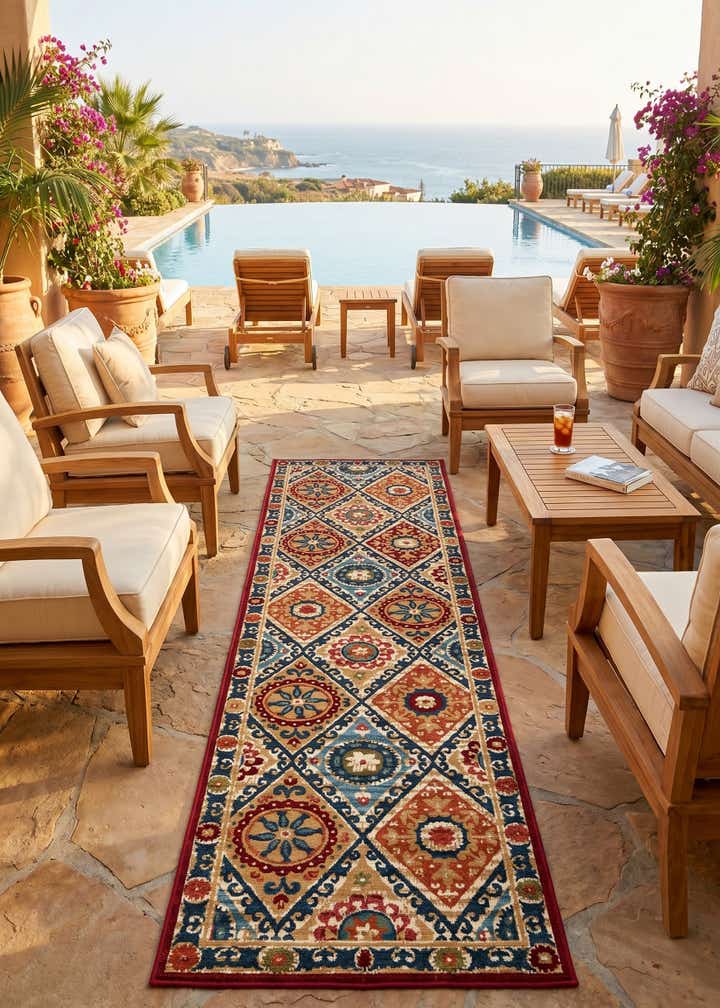 2' 7 x 10' Easy-Clean Modern Indoor / Outdoor Runner Rug