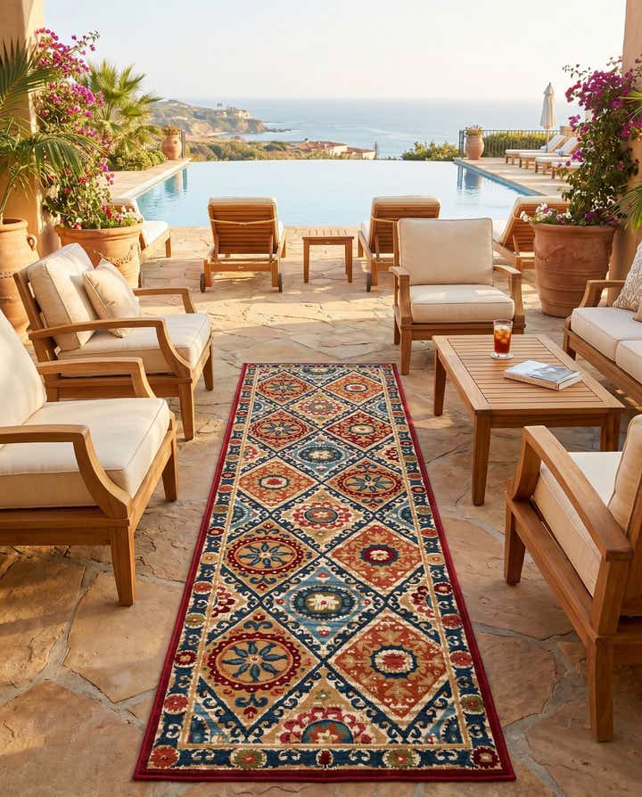 2' 7 x 10' Easy-Clean Modern Indoor / Outdoor Runner Rug