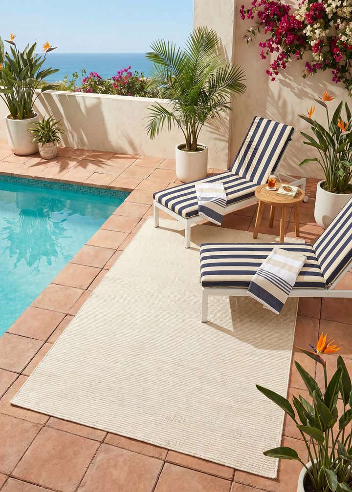 4' 1 x 6' 1 Easy-Clean Jill Zarin Palm Springs Indoor / Outdoor Rug