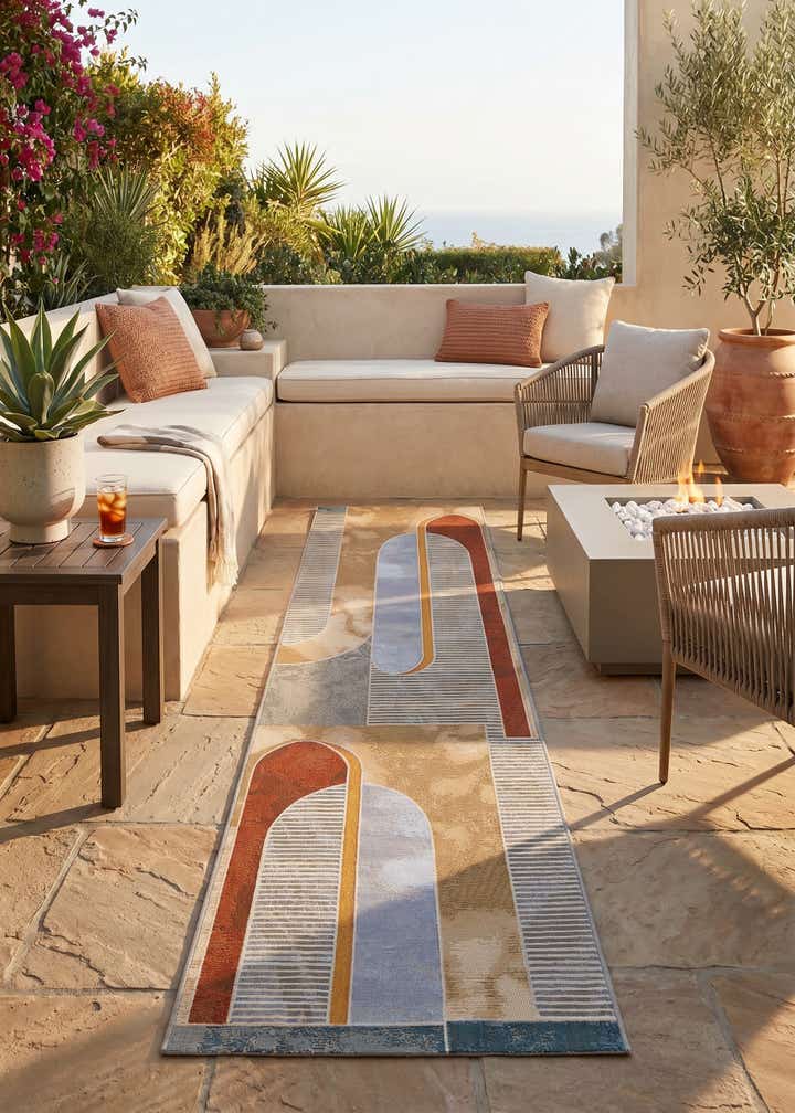 2' 7 x 10' Easy-Clean Modern Indoor / Outdoor Runner Rug