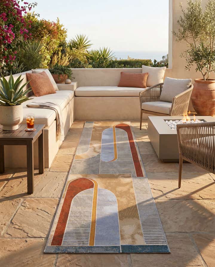 2' 7 x 10' Easy-Clean Modern Indoor / Outdoor Runner Rug